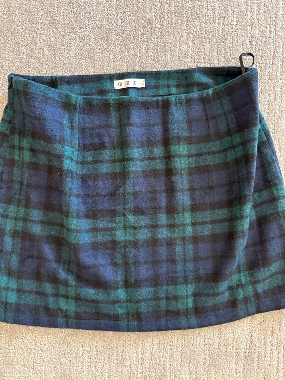 Plaid Mini Skirt in Dark Blue and Green